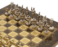 Manopoulos Grekisk-Romersk Metall Schackset Med Förvaringsask För Schackpjäser - Liten