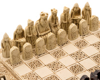 Isle of Lewis kompakt keltiskt schackset 22,9 cm i elfenbensfärg