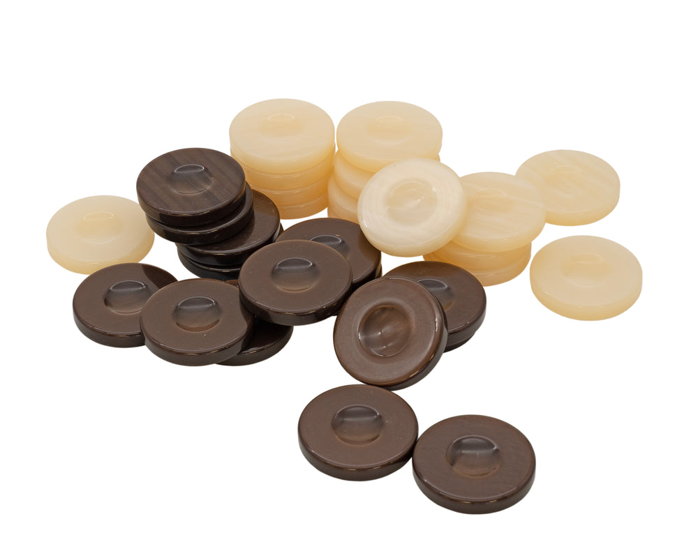 Deluxe Backgammonbrickor, Bruna & Elfenben, 36 Mm