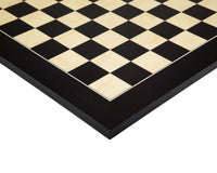 17.75 Inch Lacquered Black Anegre Deluxe Chess Board with Maple Wood Veneers, 1.75 inch squares, high gloss finish, modern design.