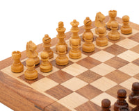 Deluxe Hopfällbart Rese-Schackset I Massivt Trä, 19 Cm – Magnetiskt