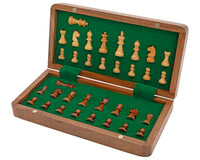 Deluxe hopfällbart reseschackset i massivt trä, 25 cm, magnetiskt