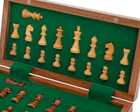 Deluxe hopfällbart reseschackset i massivt trä, 25 cm, magnetiskt