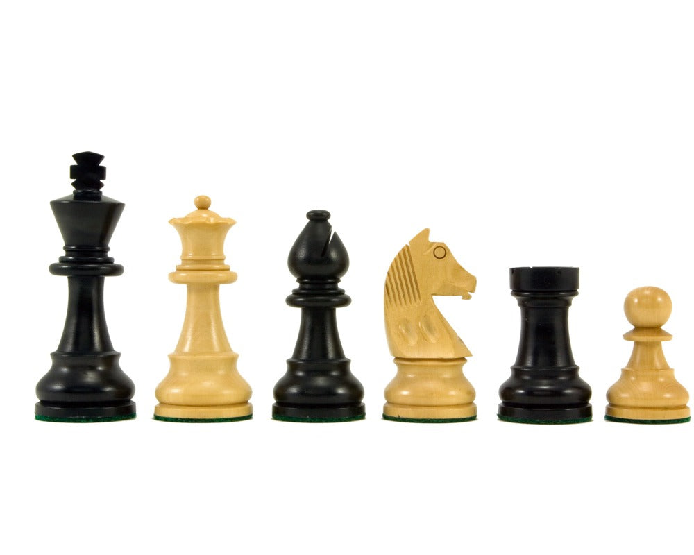 Down Head-springare, eboniserade Staunton-schackpjäser – 8,3 cm