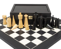 Art Deco-ebeniserade Schackpjäser i buxbom - 8,9 cm
