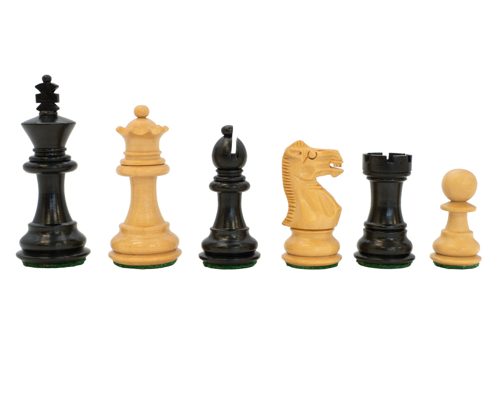 Kingsclere Staunton-schackpjäser i ebenholts – 6,4 cm