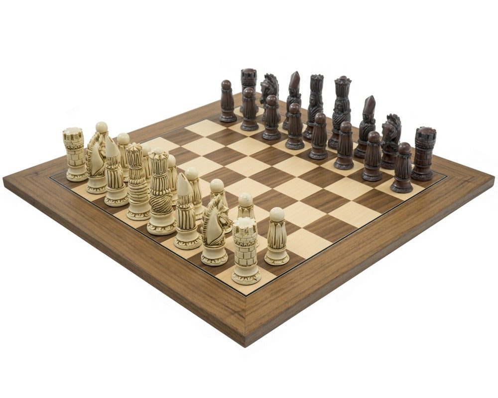 Berkeley Chess viktorianskt Schackset i rostbrunt och valnöt