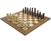 Berkeley Chess viktorianskt Schackset i rostbrunt och valnöt