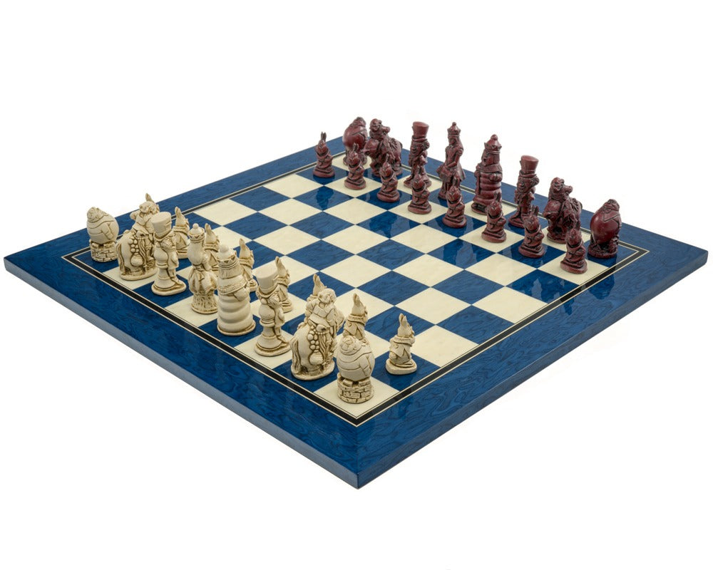 Berkeley Chess Alice i Underlandet kardinalblå schackset