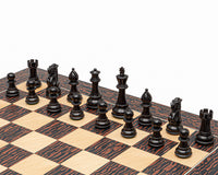 Klassiskt Staunton-schackset i tiger-ebenholt och svart