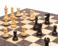 Klassiskt Staunton-schackset i tiger-ebenholt och svart