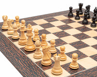 Klassiskt Staunton-schackset i tiger-ebenholt och svart