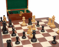 The 1849 Original Staunton Ebony and Palisander Luxury Chess Set with Mahogany Cabinet and Beautifully Crafted Board