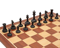 1850 London – begränsad utgåva: ebenholts- och mahogny deluxe Schackset med Förvaringsask för schackpjäser och schackklocka