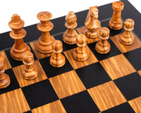 Rechapados Ferrer Deluxe Staunton-Schackset I Svart Och Oliv Med Förvaringsask För Schackpjäser