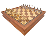 Finnesburgh metall- och mahogny Deluxe-schackset