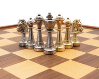 Finnesburgh metall- och mahogny Deluxe-schackset