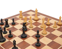 JJ Cooke Edition svart- och mahogny Schackset med Förvaringsask för schackpjäser och Schackklocka