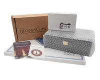 JJ Cooke Edition svart- och mahogny Schackset med Förvaringsask för schackpjäser och Schackklocka