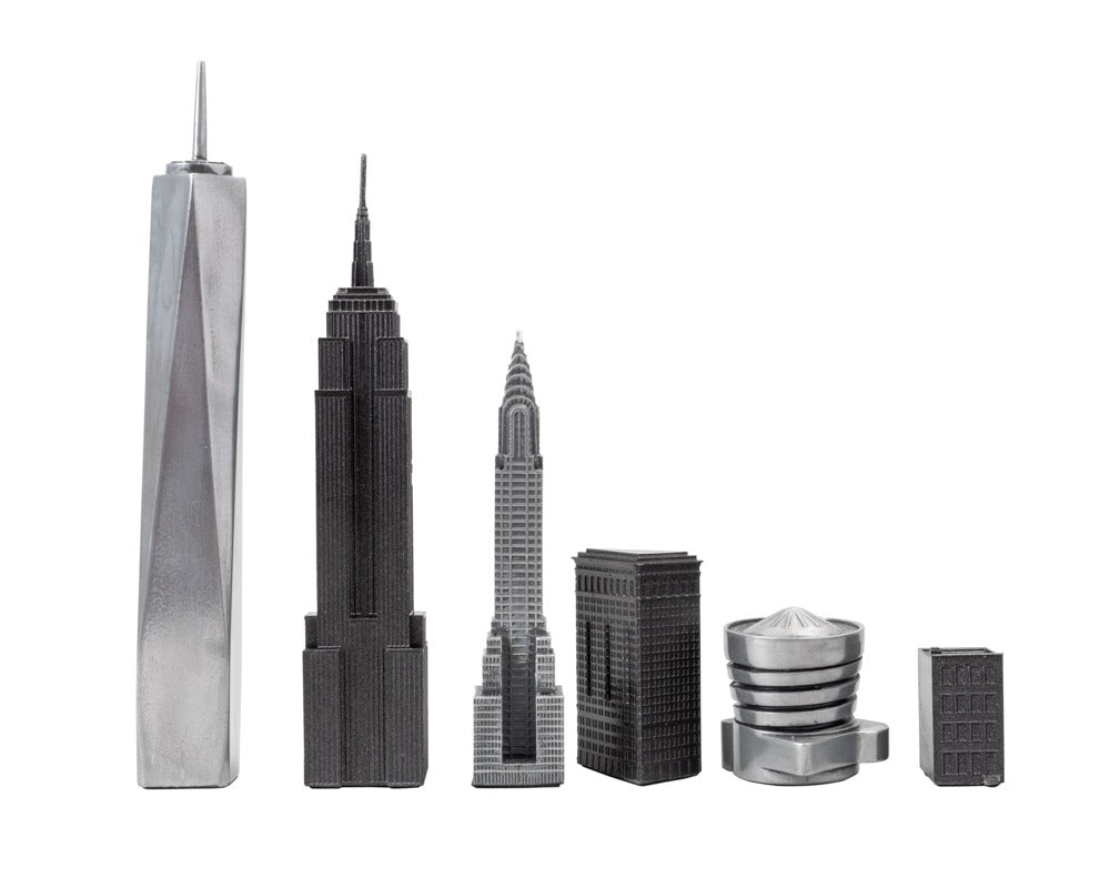 Skyline Premium Schackpjäser i metall - New York-utgåva